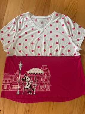 Disney Parks Minnie Mouse on Main Street T-shirt rock the dots V-neck 2X XXL